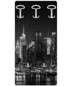 ATTACCAPANNI "SKYLINE" IN LEGNO CON 5 GANCI, 45X90X1 CM